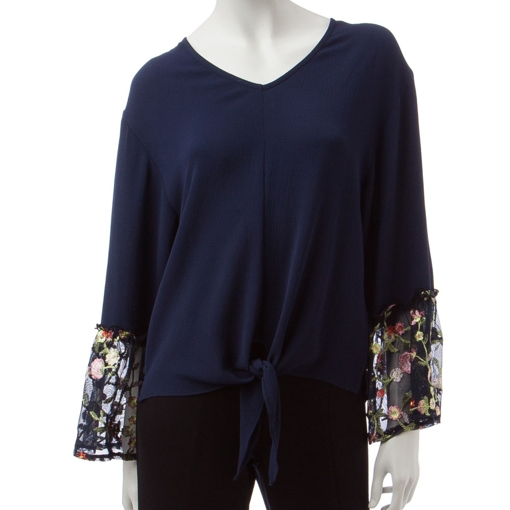 Reduced Floral flounce hem tye front